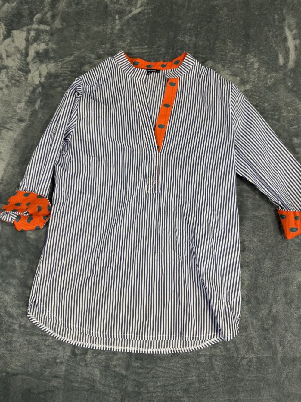 Emerson Street Women Florida Gators Blue Stripe Orange Trim 3/4 Sleeve Tunic  S